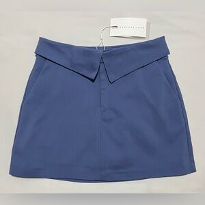 Dusty Blue Fold-Waist Skort